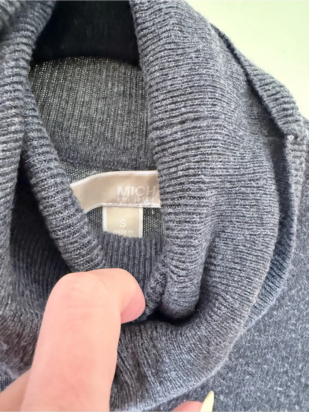 Michael Kors Heather Charcoal Turtleneck Long-Sleeve Tunic with Zip Pockets
